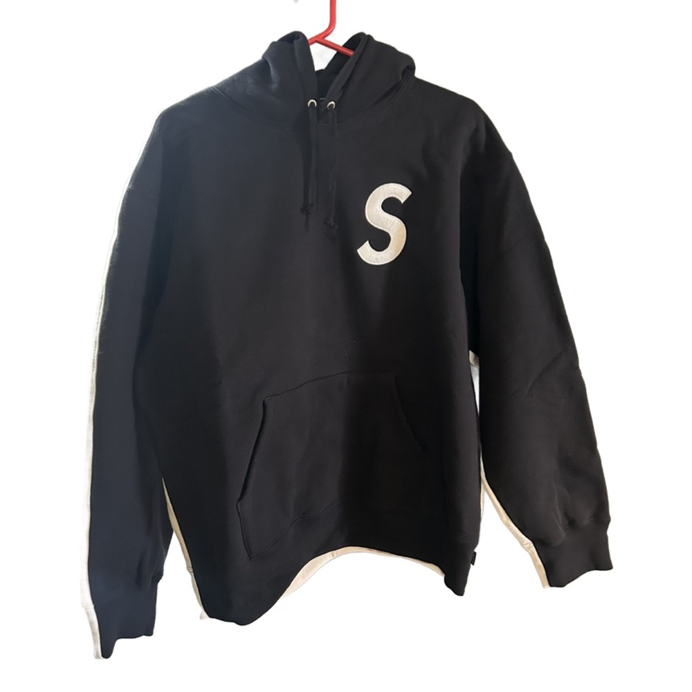 Supreme Black Hoodie with White S Logo